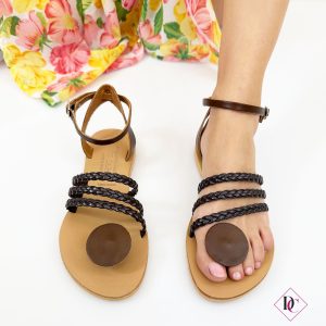 Sandali artigianali Monopoli vera pelle con infradito disco