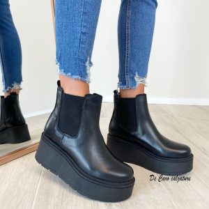 Stivaletti Afro64 tronchetto con elastici laterali e zeppa alta 6 cm