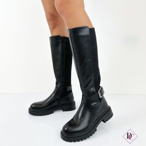 anfibi neri con gambale in lana elasticizzato de caro calzature