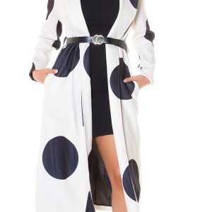 Cappotto lungo Parigino giacca a pois con cintura in vita