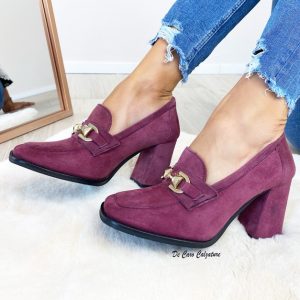 Mocassini Emily décolleté vera pelle tacco comodo 8 cm