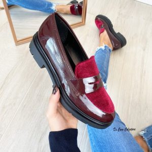 Mocassini Justine sneakers tacco basso vernice e velluto