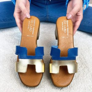 Sandali Oceania sabot artigianali in pelle e cuoio tacco 5