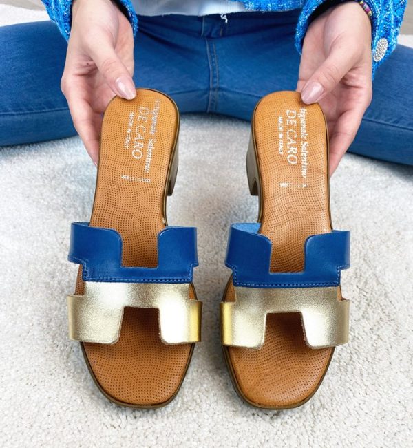 sandali-artigianali-in-pelle-blu-oro-sabot-tacco-5-de-caro-calzature-1
