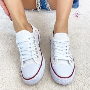 Sneakers Carol skate basse in tessuto e pizzo