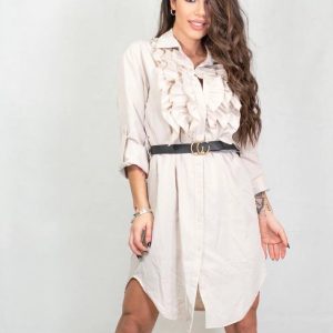 Vestitino giornaliero Larosa con rouches e cintura in vita