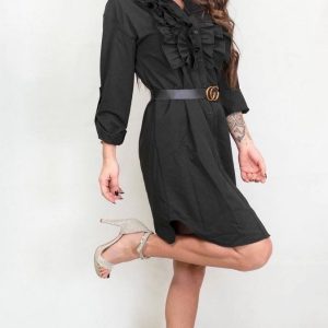 vestitino-giornaliero-nero-stile-camicia-con-cintura-de-caro-abbigliamento-2