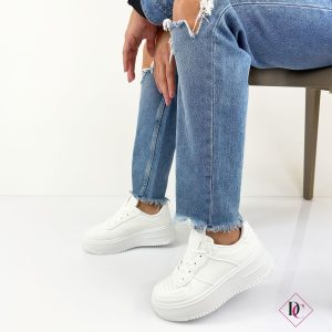 sneakers bianche con zeppa platform in gomma de caro calzature