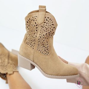 stivale tronchetto texano traforato camoscio khaki de caro calzature 1 (5)