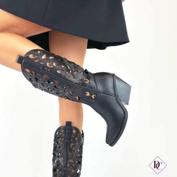 stivali texani neri tacco alto primavera estate de caro calzature 2