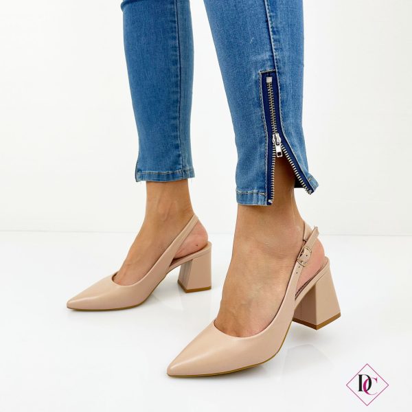 décolleté slingback nude a punta con tacco largo de caro calzature 2