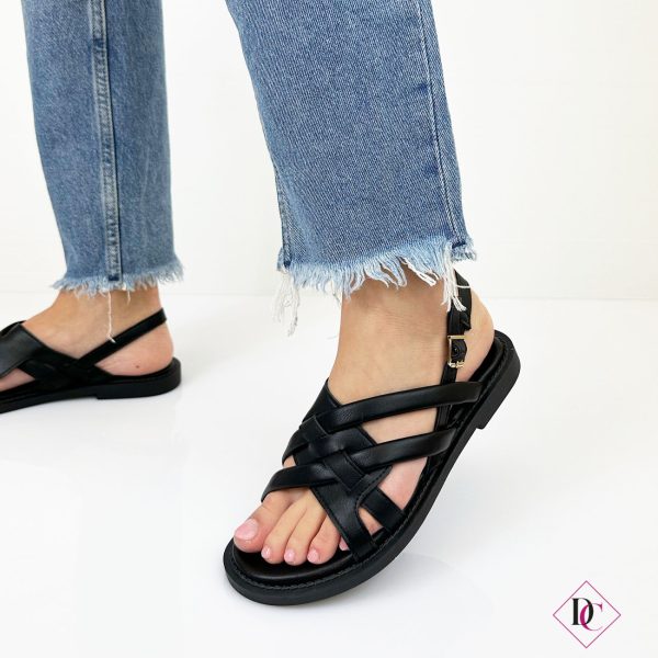 sandali bassi neri fasciati stile gladiatore comodi de caro calzature 2