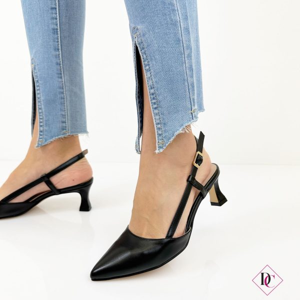 décolleté slingback nero tacco comodo eleganti de caro calzature 3
