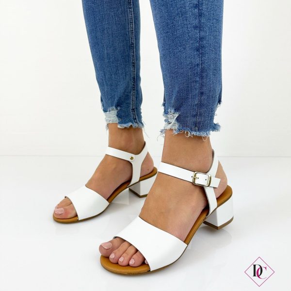 sandali bianchi vera pelle con tacco comodo giornaliero de caro calzature 2