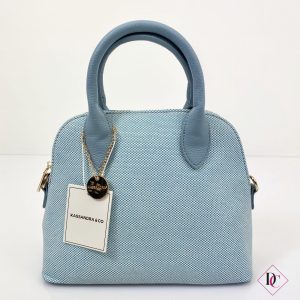 borsa bauletto estiva in tela celeste con tracolla de caro calzature 5