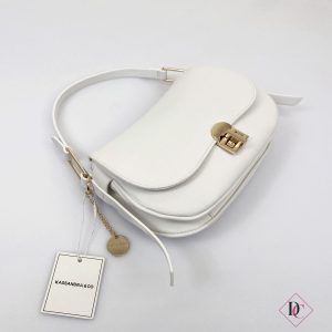 borsa bianco eco pelle pochette elegante con tracolla de caro calzature 2