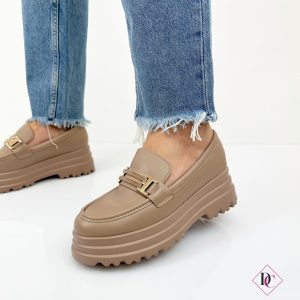 Mocassini alti Lumpur con zeppa platform e fibbia oro