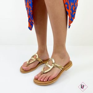 sandali bassi vera pelle artigianali infradito oro elegante de caro calzature