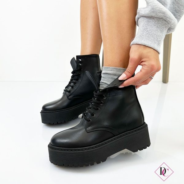 anfibi neri con zeppa alta platform vera pelle made in italy de caro calzature 1