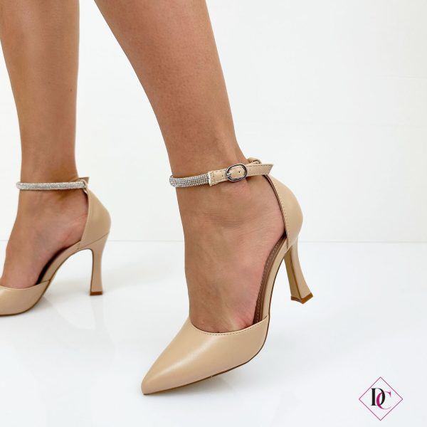 décolleté nude con cinturino di strass tacco alto de caro calzature 3