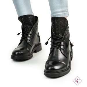 anfibi bassi neri eleganti con brillantini aperti alla caviglia de caro calzature (2)