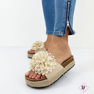 ciabatte beige sandali bassi con zeppa platform in corda de caro calzature