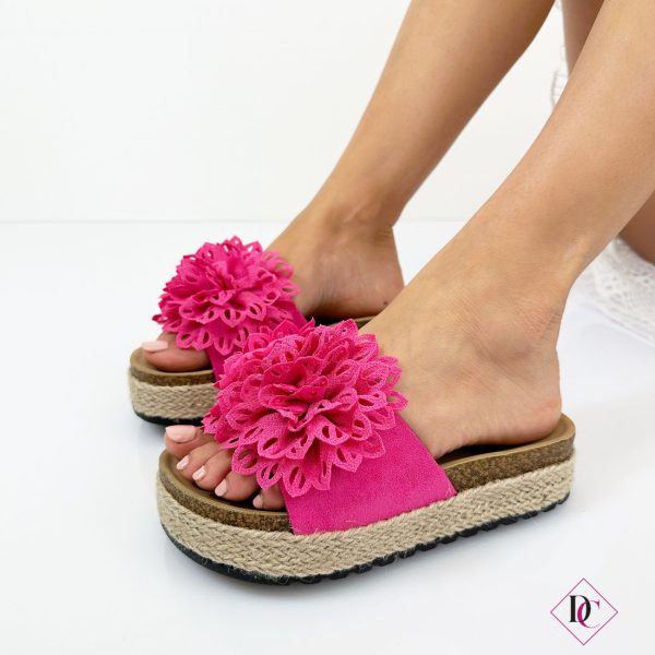 ciabatte fucsia sandali bassi con zeppa platform in corda de caro calzature 3
