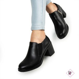 francesine nere con tacco comodo tronchetto caviglia bassa de caro calzature (2)