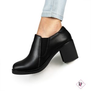 francesine nere con tacco comodo tronchetto caviglia bassa de caro calzature (3)