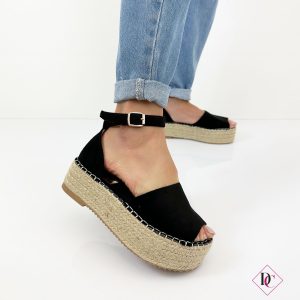 sandali espadrillas nero con zeppa platform in corda de caro calzature 2