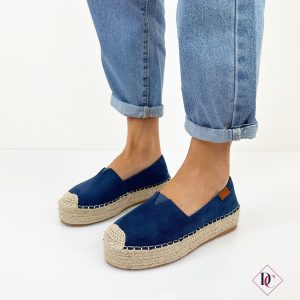 sneakers espadrillas in tela con zeppa in corda blu de caro calzature 1