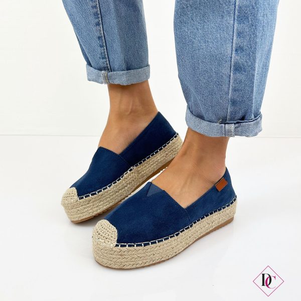 sneakers espadrillas in tela con zeppa in corda blu de caro calzature