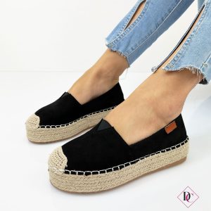 sneakers espadrillas in tela con zeppa in corda nero de caro calzature 3