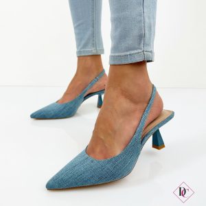 décolleté estive blu jeans slingback tacco a rocchetto de caro calzature 1