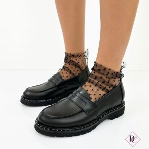 mocassini neri bassi vera pelle con borchie made in italy de caro calzature 6