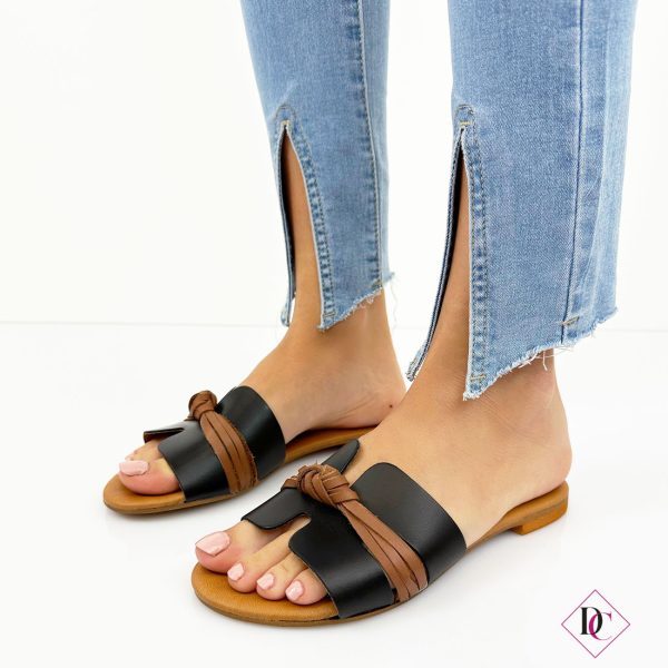 sandali bassi vera pelle nero ciabatte mare estate de caro calzature 3