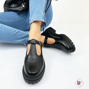sneakers eleganti inglesine nere aperte tacco comodo de caro calzature 1