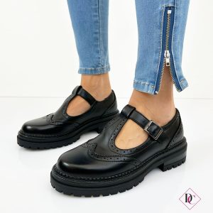 sneakers eleganti inglesine nere aperte tacco comodo de caro calzature 5