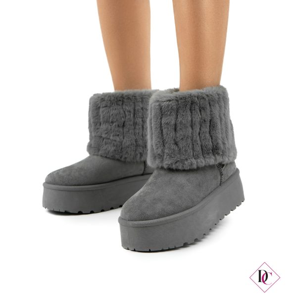 stivaletti bassi grigio con pelliccia e zeppa platform caffè de caro calzature (2)