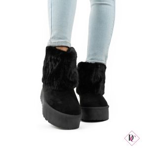stivaletti bassi neri con zeppa platform e pelliccia interna de caro calzature (2)