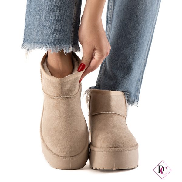 stivali con pelo caviglia bassa scarponcini con pelliccia beige de caro calzature (3)
