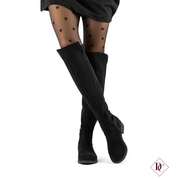 stivali cuissardes neri scamosciati con retro elasticizzato de caro calzature (1)