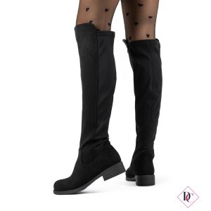 stivali cuissardes neri scamosciati con retro elasticizzato de caro calzature (2)