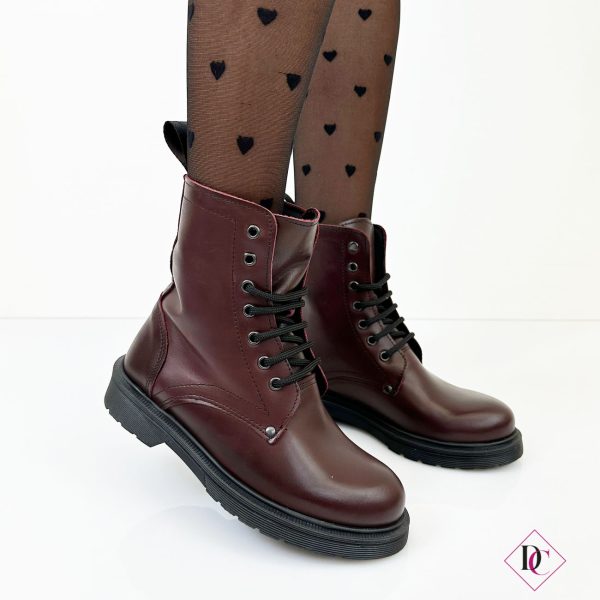 anfibi bassi con lacci vera pelle bordeaux stivali made in italy de caro calzature