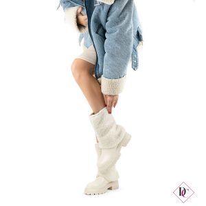 anfibi beige impermeabili tacco basso caldi con pelo de caro calzature (1)