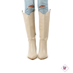 stivali texani eco pelle beige tacco comodo de caro calzature (4)