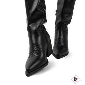 stivali texani neri alti al ginocchio gambale morbido de caro calzature (1)