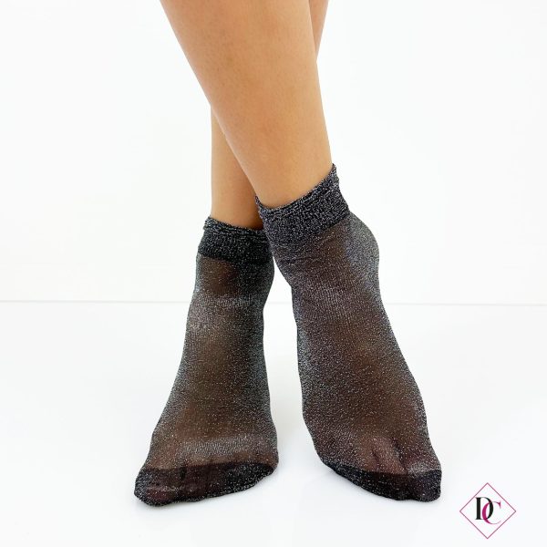 calzini eleganti elasticizzati neri brillantinati de caro calzature 2