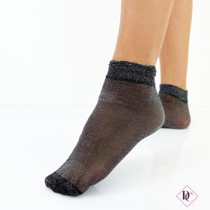 calzini eleganti elasticizzati neri brillantinati de caro calzature