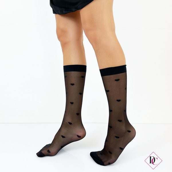 calzini neri a cuori calze parigine al polpaccio de caro calzature 2